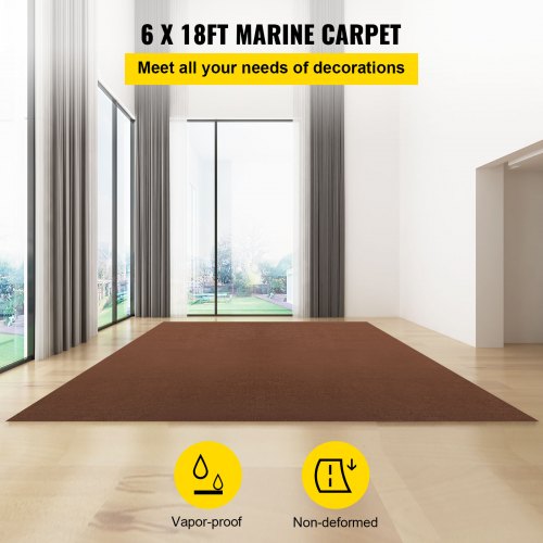 Deep Brown Marine Grade Boat Carpet, Durable Water-Proof Carpet Roll for Deck, Pontoon, Patio & Indoor/Outdoor