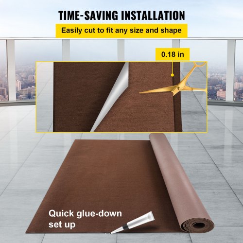 Deep Brown Marine Grade Boat Carpet, Durable Water-Proof Carpet Roll for Deck, Pontoon, Patio & Indoor/Outdoor