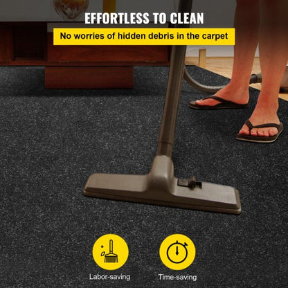 Marine Carpet Charcoal Black, Indoor/Outdoor Boat Carpeting with Waterproof TPR Backing for Patio, Deck, Porch, Garage