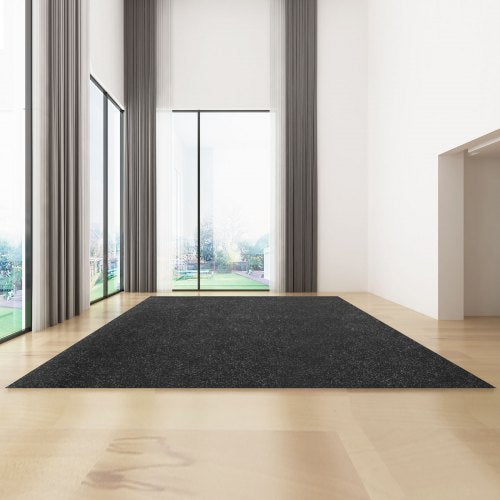 Marine Carpet Charcoal Black, Indoor/Outdoor Boat Carpeting with Waterproof TPR Backing for Patio, Deck, Porch, Garage