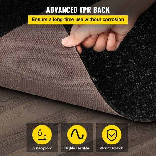 Marine Carpet Charcoal Black, Indoor/Outdoor Marine Grade Boat Carpeting Roll with Waterproof TPR Backing