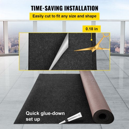 Marine Carpet Charcoal Black, Indoor/Outdoor Marine Grade Boat Carpeting Roll with Waterproof TPR Backing