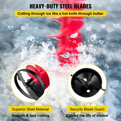 Nylon Ice Drill Auger Bit, Length Ice Auger with Drill Adapter, Extension Rod & Blade Guard, Lightweight Ice Burrowing