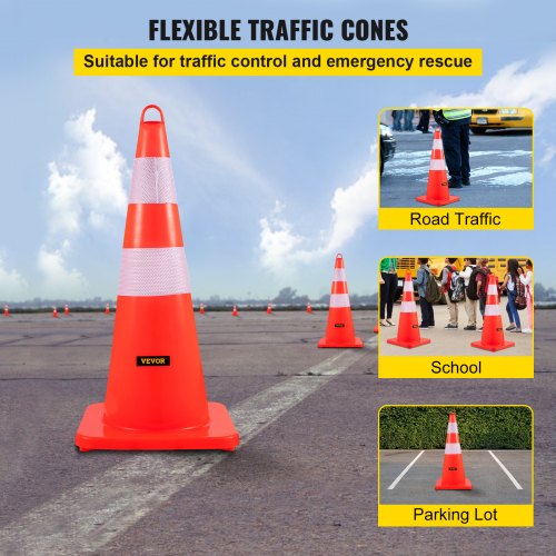 HeavyDuty 28 Traffic Cones With Reflective Collars 12Pack Weighted Base For Driveway Road Parking 2