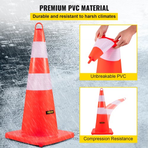 HeavyDuty 28 Traffic Cones With Reflective Collars 12Pack Weighted Base For Driveway Road Parking 3