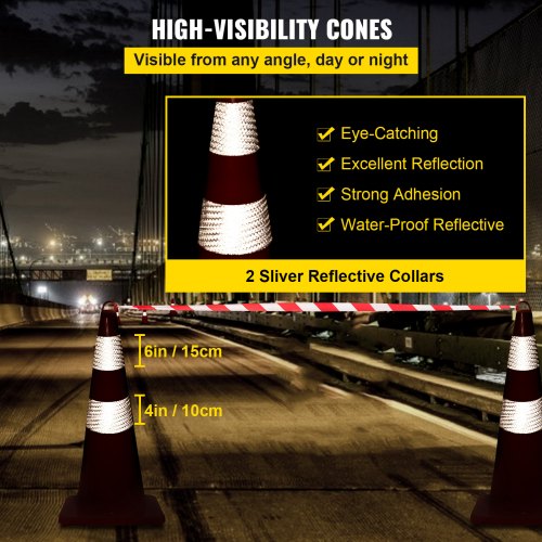 HeavyDuty 28 Traffic Cones With Reflective Collars 12Pack Weighted Base For Driveway Road Parking 4