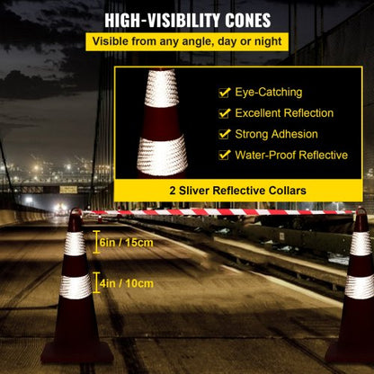 HeavyDuty 28 Traffic Cones With Reflective Collars 12Pack Weighted Base For Driveway Road Parking 4