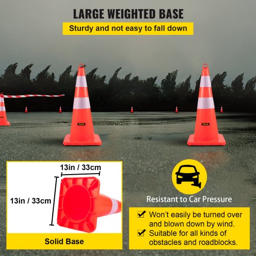 HeavyDuty 28 Traffic Cones With Reflective Collars 12Pack Weighted Base For Driveway Road Parking 5
