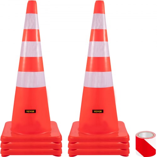 36 HeavyDuty Traffic Cones 6Pack Reflective Collars Weighted Base For Traffic Control Driveway Road 1