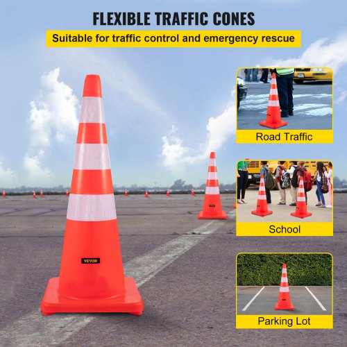 36 HeavyDuty Traffic Cones 6Pack Reflective Collars Weighted Base For Traffic Control Driveway Road 2