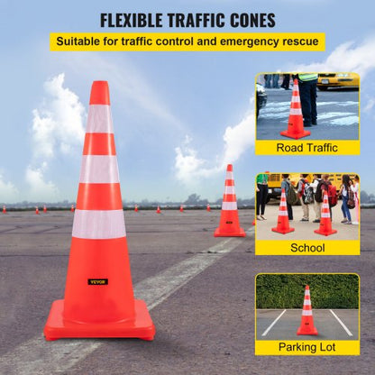 36 HeavyDuty Traffic Cones 6Pack Reflective Collars Weighted Base For Traffic Control Driveway Road 2