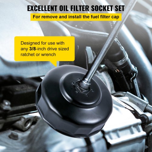 14Piece Oil Filter Socket Set Professional LowProfile Steel Wrench Kit With 38 Adapter For Easy Car 2