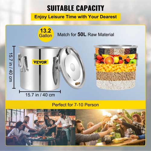 50L Stainless Steel Alcohol Distiller With Copper Tube  Thumper Keg Home Brewing Kit For Whisky Win 3