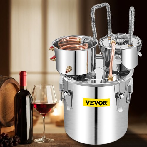 50L Stainless Steel Alcohol Distiller with Copper Tube & Thumper Keg, Home Brewing Kit for Whisky, Wine, Brandy