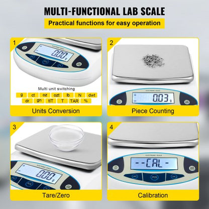 5000g X 001g Analytical Balance High Precision Digital Lab Scale With 13 Units Conversion  LCD Disp 4