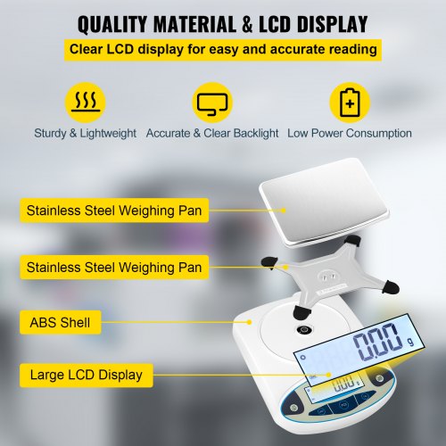 5000g X 001g Analytical Balance High Precision Digital Lab Scale With 13 Units Conversion  LCD Disp 5