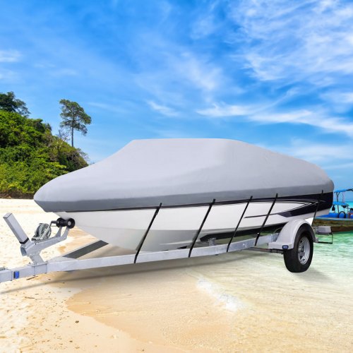 Heavy Duty 210D Marine Grade V Hull Cover Waterproof Boat Mooring Cover With 5 Tightening Straps Fi 1