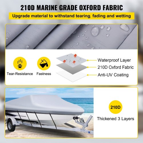 2022ft Heavy Duty VHull Boat Cover Marine Grade 210D Polyester Waterproof Cover With 5 Tightening S 3