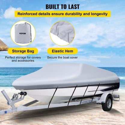 2022ft Heavy Duty VHull Boat Cover Marine Grade 210D Polyester Waterproof Cover With 5 Tightening S 6
