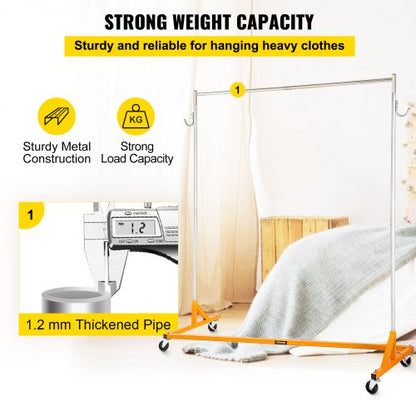 Height Adjustable Rolling Z Garment Rack Sturdy Steel Z Base Clothing Rack W Lockable Casters For H 3