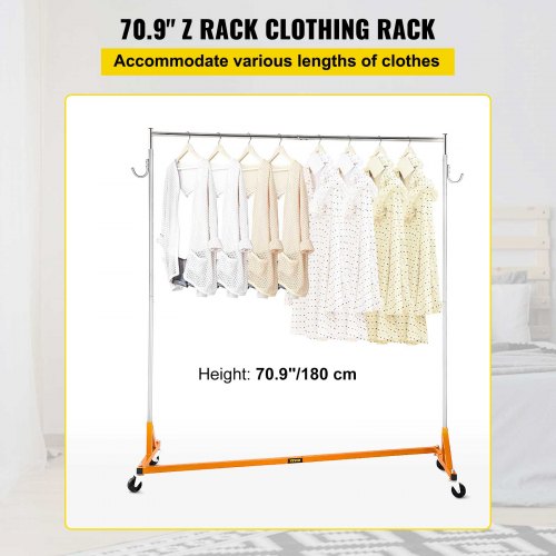 Height Adjustable Rolling Z Garment Rack Sturdy Steel Z Base Clothing Rack W Lockable Casters For H 4