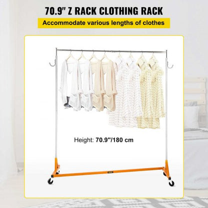 Height Adjustable Rolling Z Garment Rack Sturdy Steel Z Base Clothing Rack W Lockable Casters For H 4