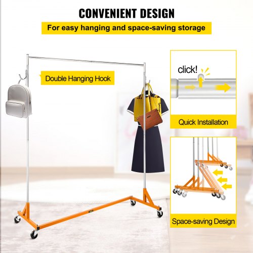 Height Adjustable Rolling Z Garment Rack Sturdy Steel Z Base Clothing Rack W Lockable Casters For H 6