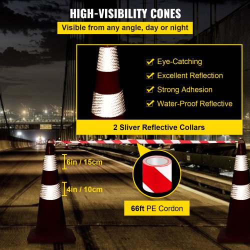 10Pack 28 HighVisibility Traffic Cones With Reflective Collars  HandHeld Ring Durable Road Safety C 4