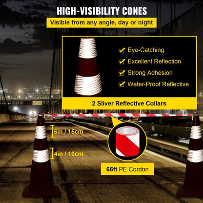 10Pack 28 HighVisibility Traffic Cones With Reflective Collars  HandHeld Ring Durable Road Safety C 4