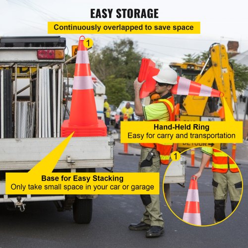 10Pack 28 HighVisibility Traffic Cones With Reflective Collars  HandHeld Ring Durable Road Safety C 6