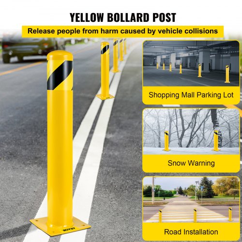 Yellow Steel Bollard HeavyDuty Steel Safety Bollard With 8 Anchor Bolts Perfect For TrafficSensitiv 2