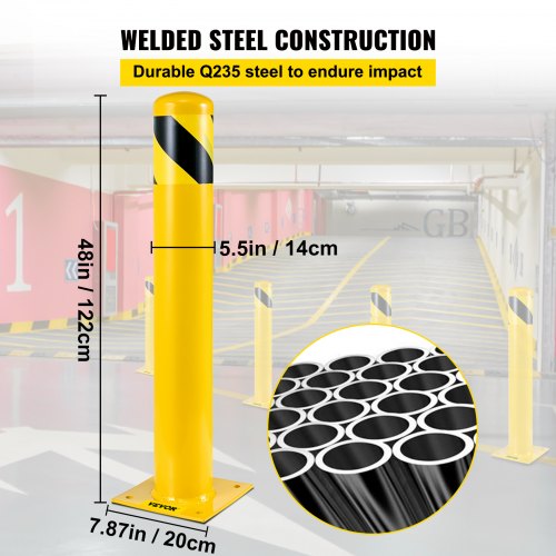 Yellow Steel Bollard HeavyDuty Steel Safety Bollard With 8 Anchor Bolts Perfect For TrafficSensitiv 3