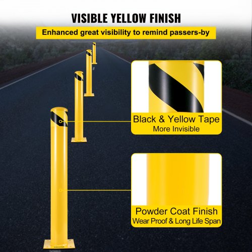 Yellow Steel Bollard HeavyDuty Steel Safety Bollard With 8 Anchor Bolts Perfect For TrafficSensitiv 4
