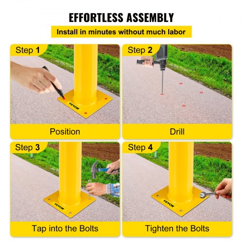 Yellow Steel Bollard HeavyDuty Steel Safety Bollard With 8 Anchor Bolts Perfect For TrafficSensitiv 6