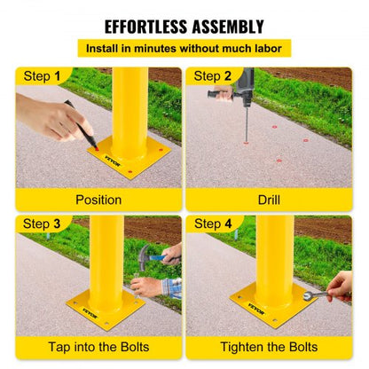 Yellow Steel Bollard HeavyDuty Steel Safety Bollard With 8 Anchor Bolts Perfect For TrafficSensitiv 6