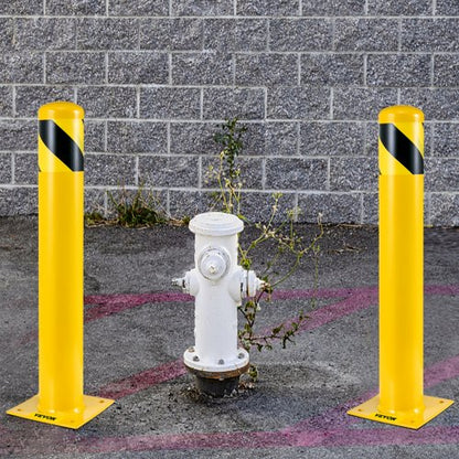 Yellow Steel Bollard, Heavy-Duty Steel Safety Bollard with 8 Anchor Bolts, Perfect for Traffic-Sensitive Areas