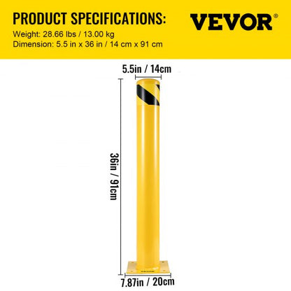 36 Height Steel Safety Bollard 55 Diameter HighVisibility Yellow Bollard Post  Includes 8 Anchor Bo 7