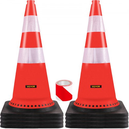 30Inch Orange Traffic Cones 8Pack HeavyDuty PVC Construction Cones With Reflective Strips  15 Weigh 1