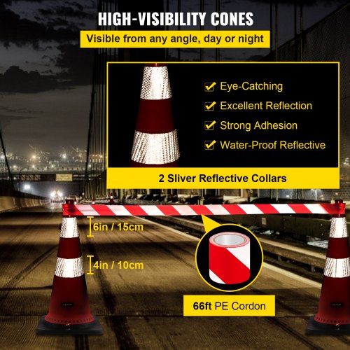 30Inch Orange Traffic Cones 8Pack HeavyDuty PVC Construction Cones With Reflective Strips  15 Weigh 4