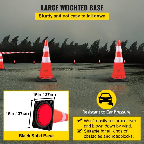 30Inch Orange Traffic Cones 8Pack HeavyDuty PVC Construction Cones With Reflective Strips  15 Weigh 5