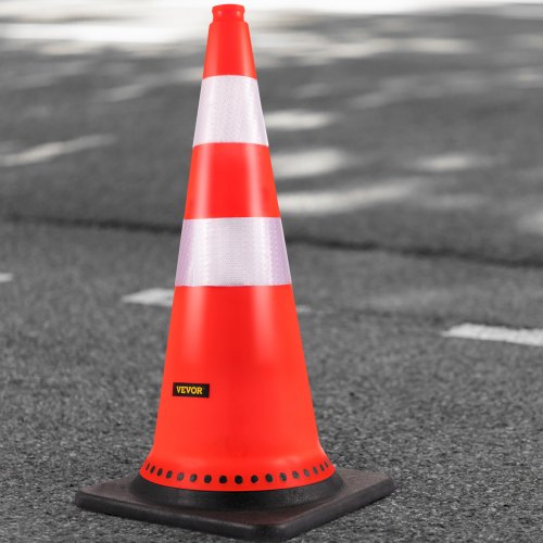 30-Inch Orange Traffic Cones (8-Pack), Heavy-Duty PVC Construction Cones with Reflective Strips & 15" Weighted Base