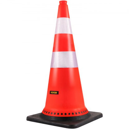 30Inch Orange Traffic Cones 8Pack HeavyDuty PVC Construction Cones With Reflective Strips  15 Weigh 8