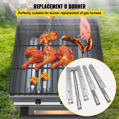 Grill Burner Replacement Kit 3Pack Stainless Steel BBQ Burners With Air Flow Control  Universal Fit 2