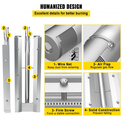 Grill Burner Replacement Kit 3Pack Stainless Steel BBQ Burners With Air Flow Control  Universal Fit 5