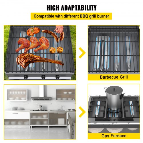 Grill Burner Replacement Kit 3Pack Stainless Steel BBQ Burners With Air Flow Control  Universal Fit 6