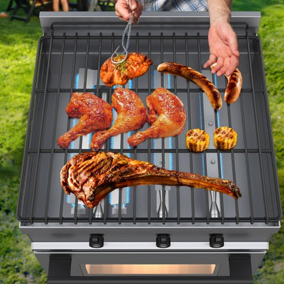 Grill Burner Replacement Kit, 3-Pack Stainless Steel BBQ Burners with Air Flow Control | Universal Fit
