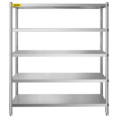 Stainless Steel Garage Shelf 5Tier Storage Shelving Unit 709 X 177 X 709 Inch Heavy Duty Adjustable 8