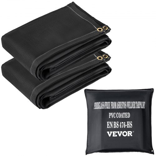 Fiberglass Fire Retardant Blanket 1022F HeatResistant Black Emergency Fire Blanket With 12 Brass Gr 1