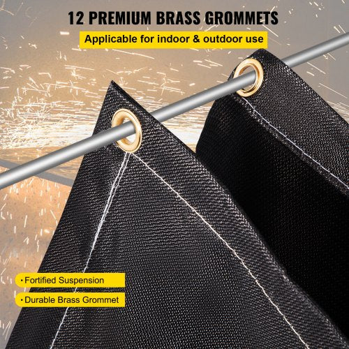 Fiberglass Fire Retardant Blanket 1022F HeatResistant Black Emergency Fire Blanket With 12 Brass Gr 5