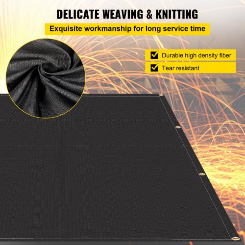 Fiberglass Fire Retardant Blanket 1022F HeatResistant Black Emergency Fire Blanket With 12 Brass Gr 6